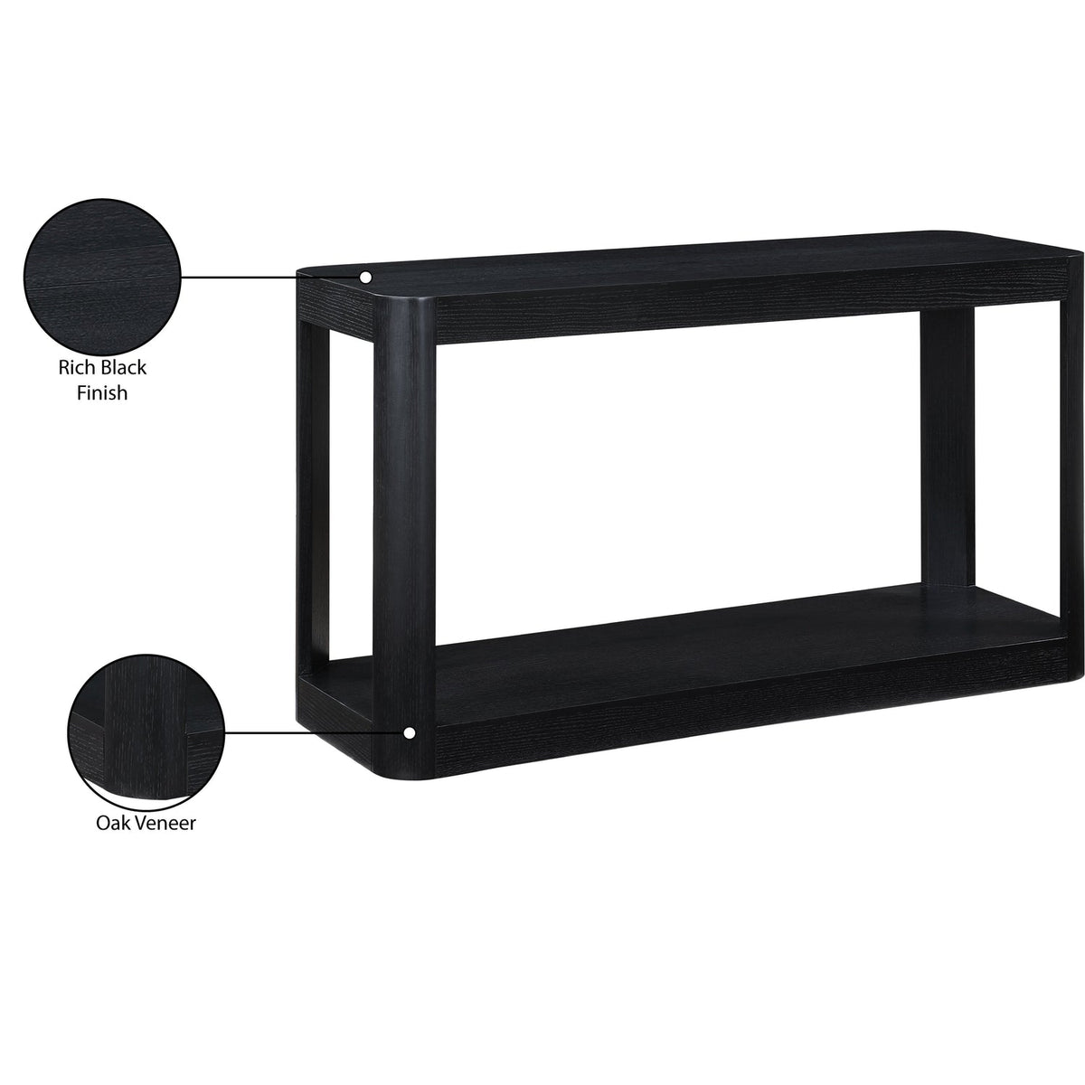 Reeves Black Solid Wood And Burl Veneer Console Table