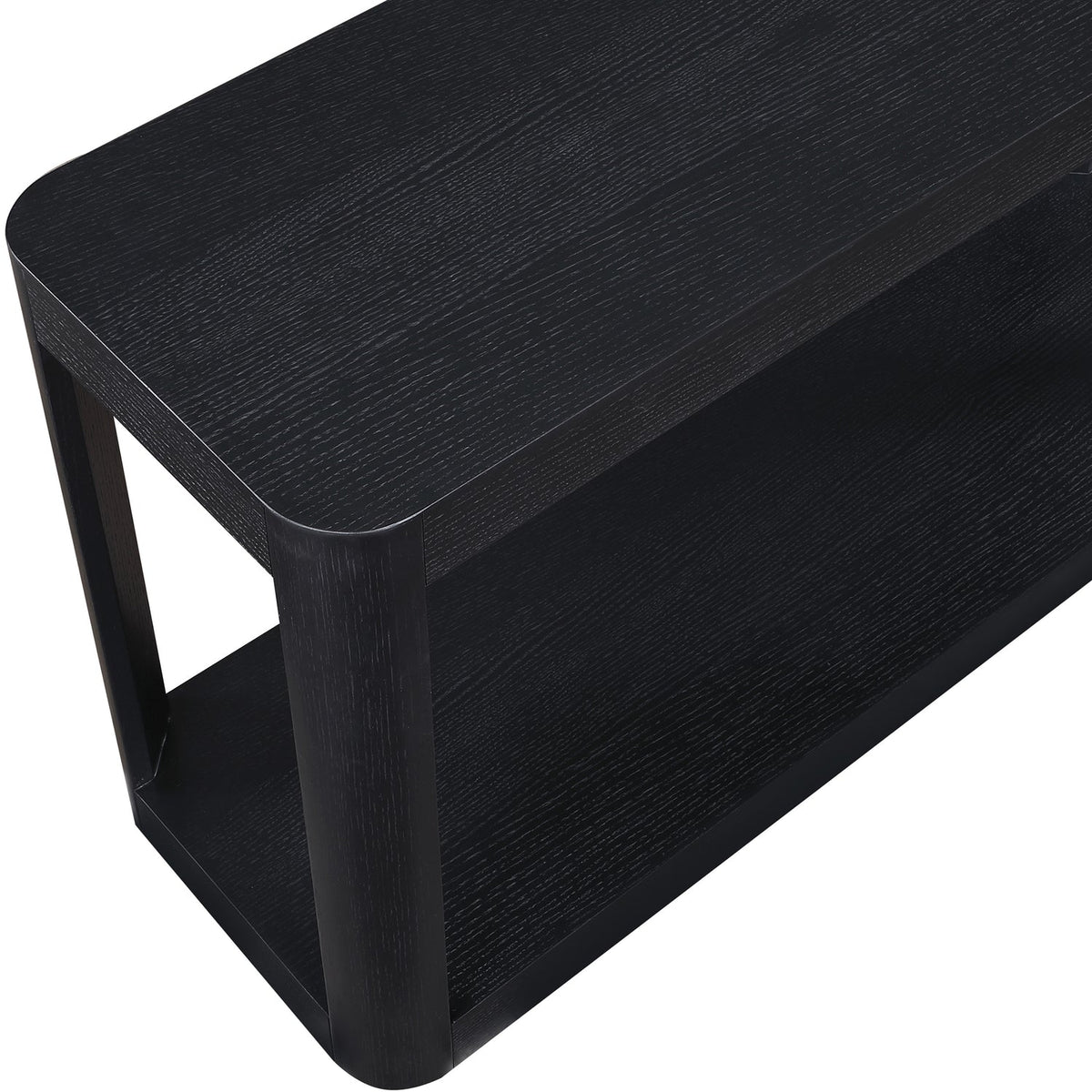 Reeves Black Solid Wood And Burl Veneer Console Table