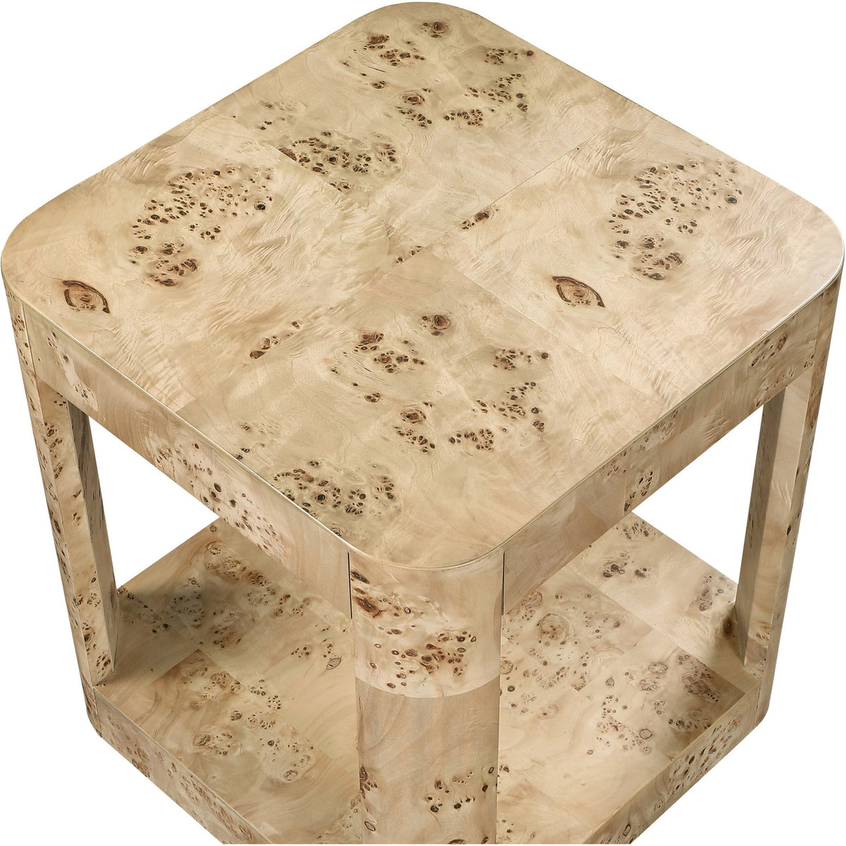 Reeves Natural Solid Wood And Burl Veneer End Side Table Set of 2
