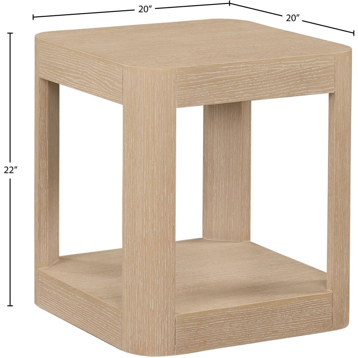Reeves Natural Solid Wood And Burl Veneer End Side Table Set of 2