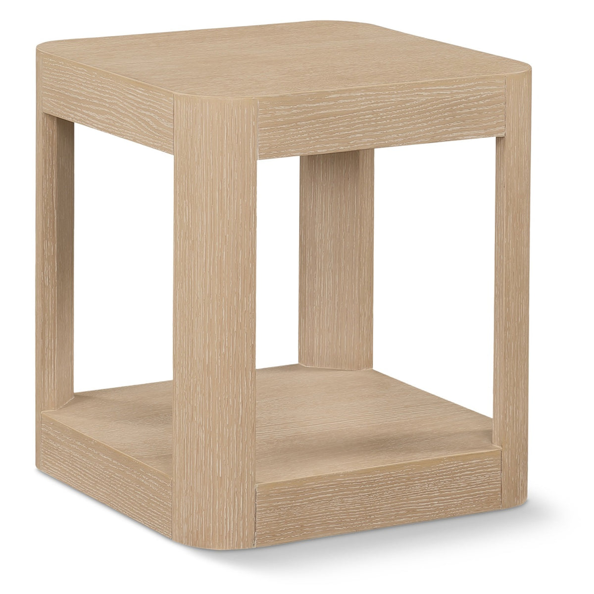 Reeves Natural Solid Wood And Burl Veneer End / Side Table in warm oak veneer over solid wood, primary product view