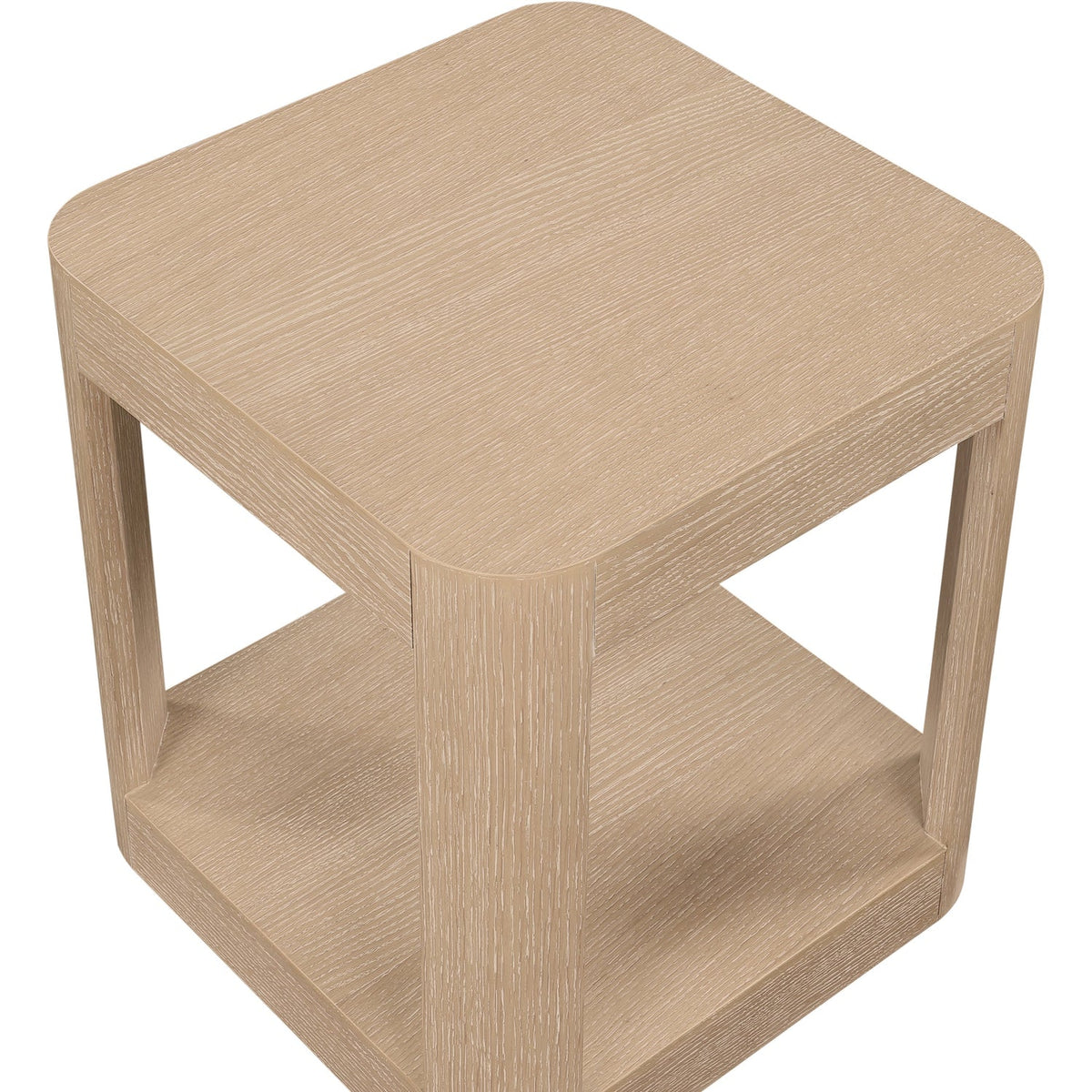 Reeves Natural Solid Wood And Burl Veneer End Side Table Set of 2