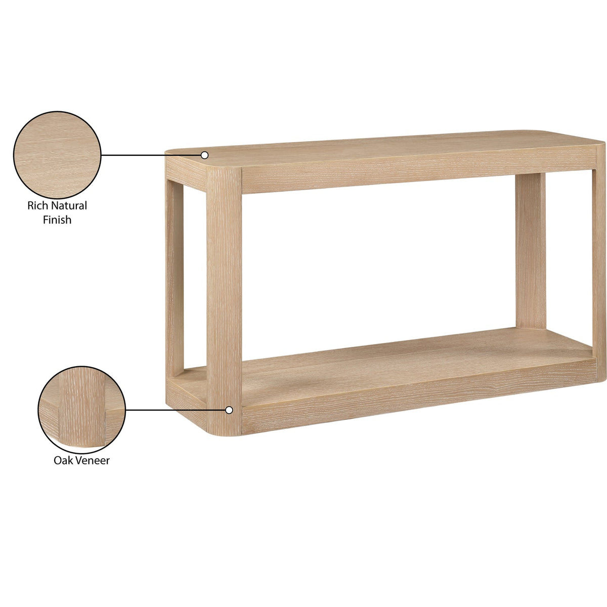 Reeves Natural Solid Wood And Burl Veneer Console Table