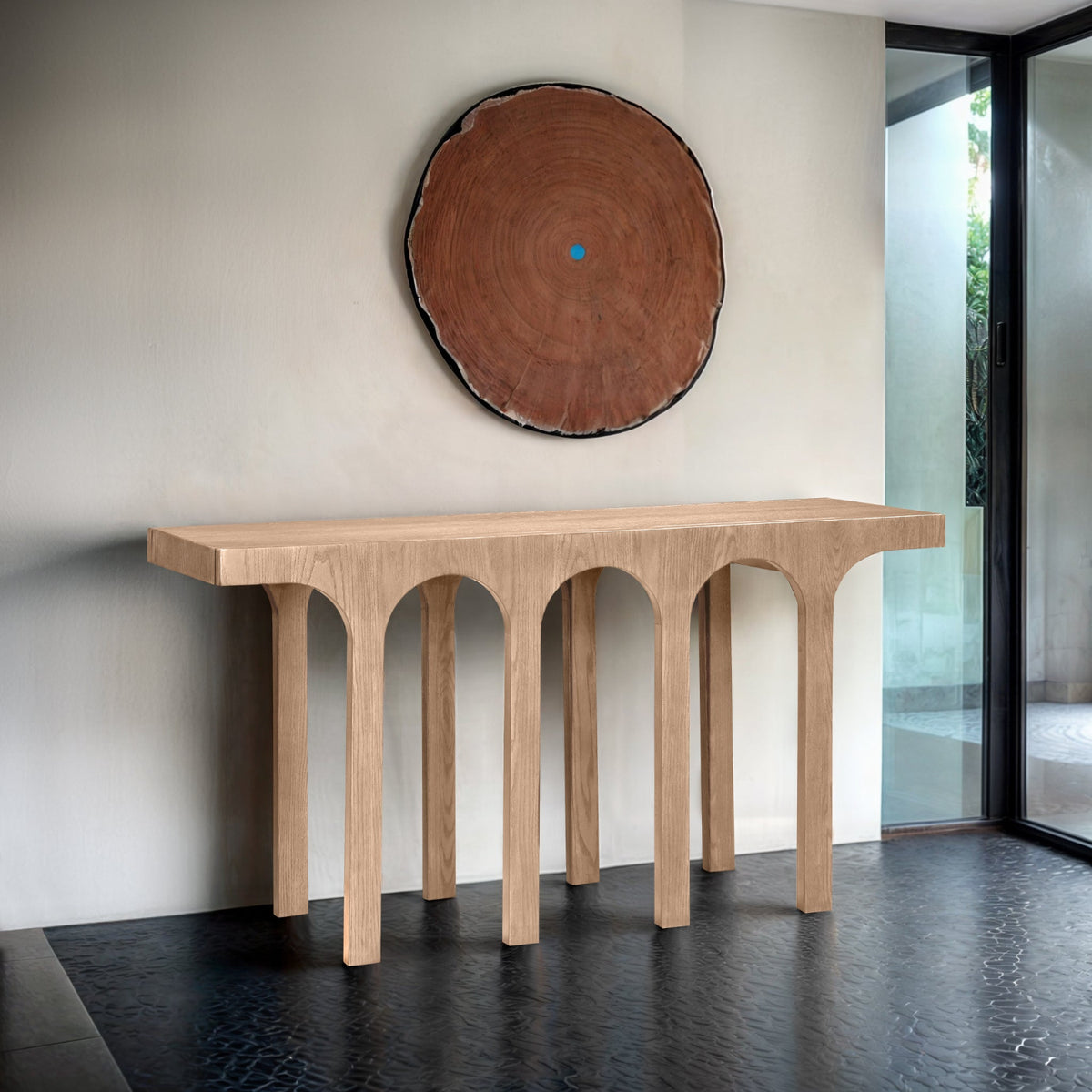 Westfield Natural Solid Wood And Oak Veneer Console Table