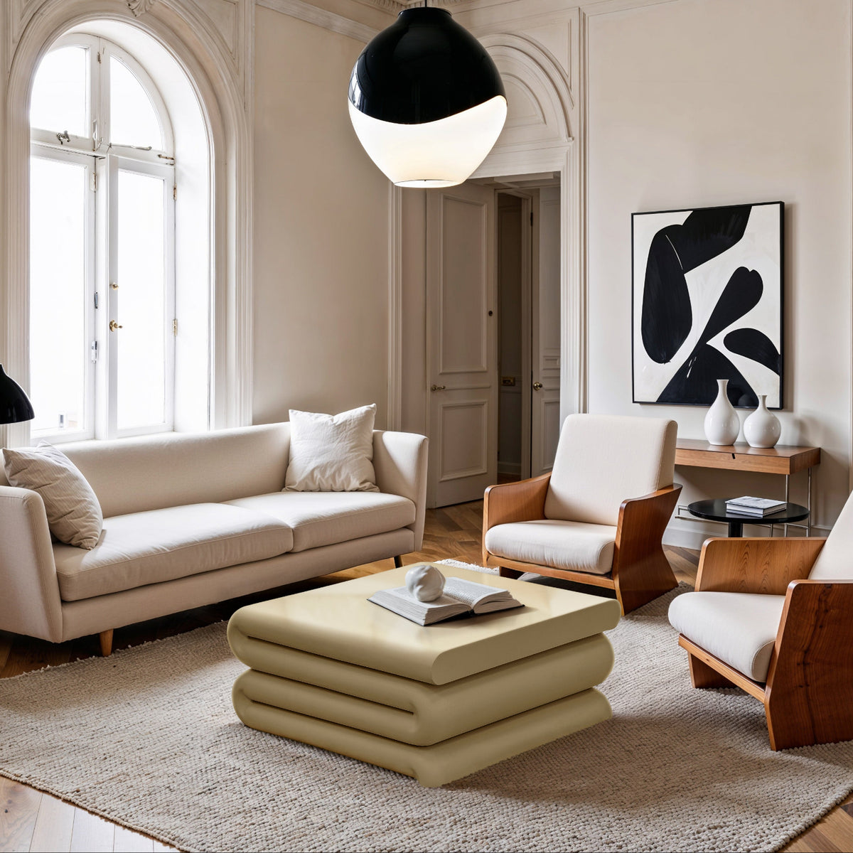 Roland Beige Iron Coffee Table