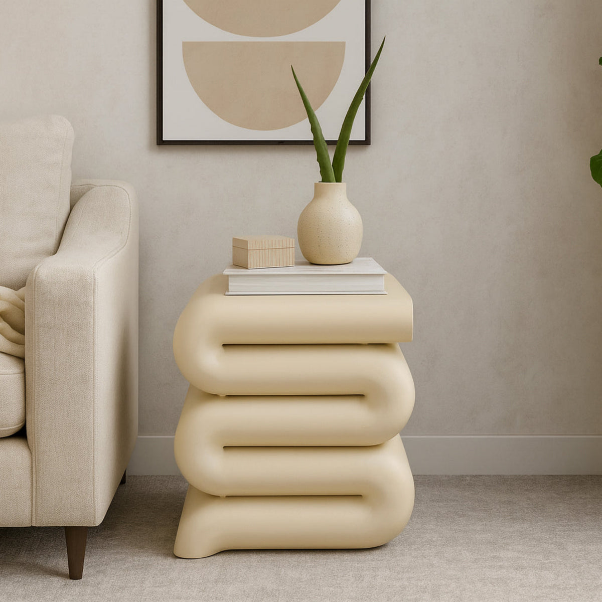 Roland Beige Iron End Table Set of 2
