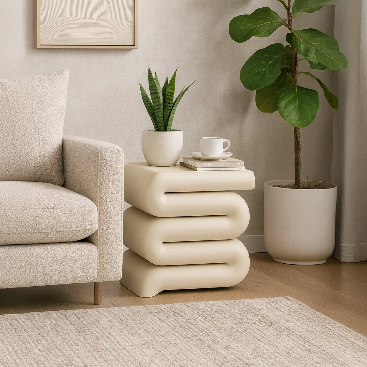 Roland Cream Iron End Table Set of 2