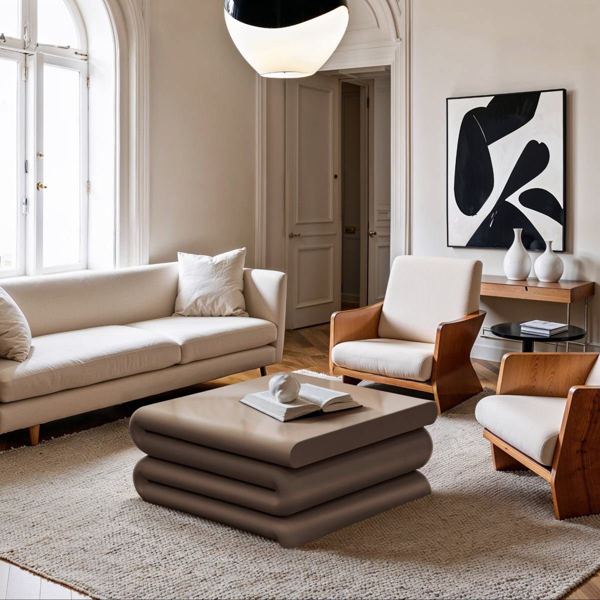 Roland Taupe Iron Coffee Table