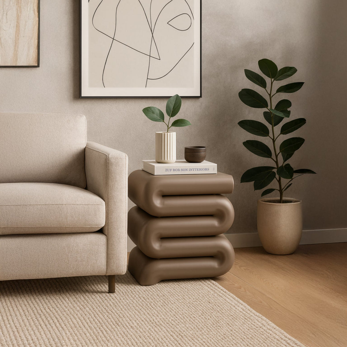 Roland Taupe Iron End Table Set of 2
