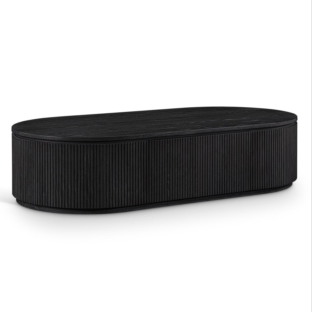 Moana Black Solid Wood Storage Coffee Table in black, 64" wide, primary product view