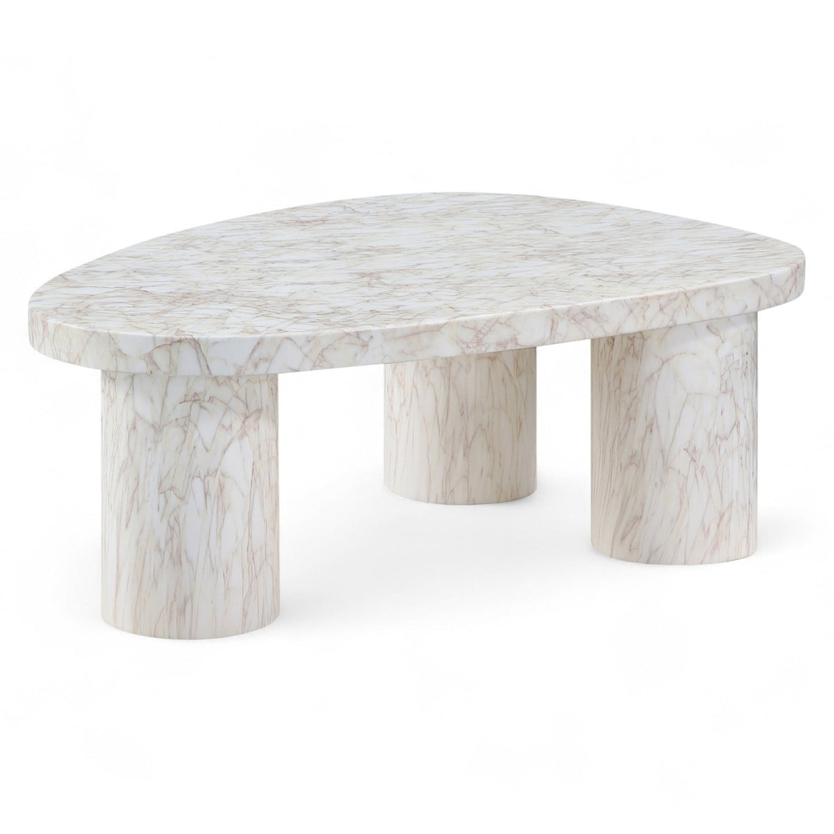 Teramo White Concrete Indoor/Outdoor Coffee Table in white marble-finish concrete, 36x25.5", primary product view