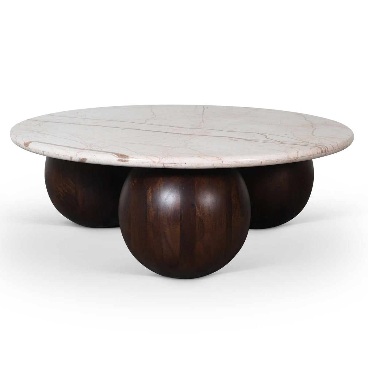Treviso Beige Genuine Marble Top And Mango Wood Base Coffee Table in beige genuine marble, primary product view