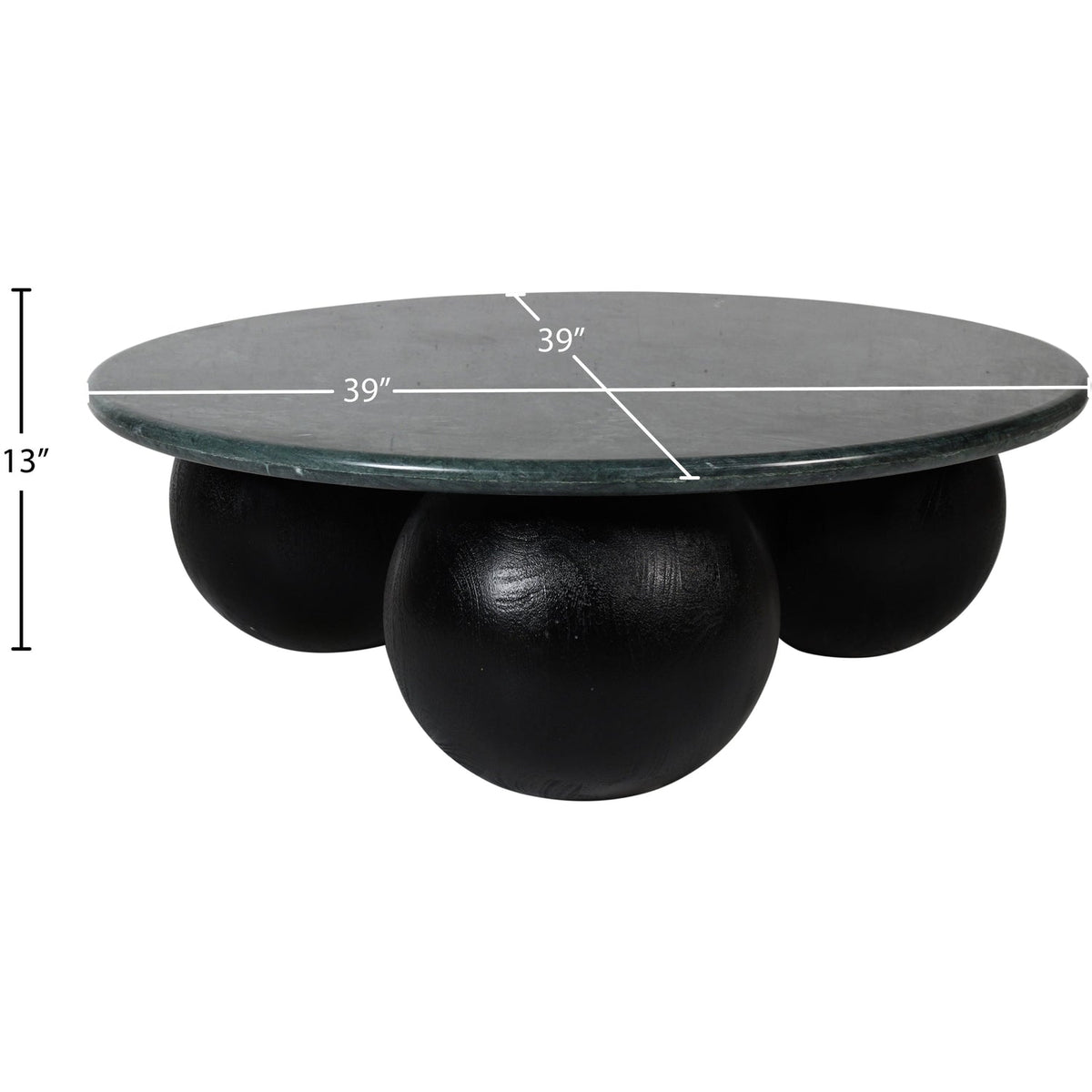 Treviso Green Genuine Marble Top And Mango Wood Base Coffee Table