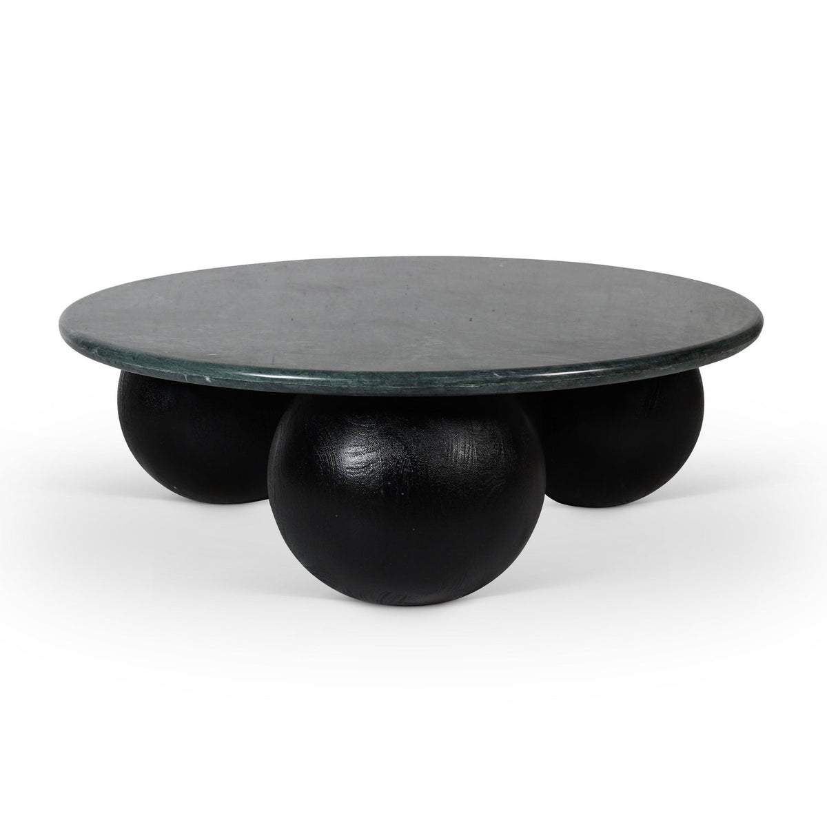 Treviso Green Genuine Marble Top And Mango Wood Base Coffee Table in green genuine marble, black finish, primary product view