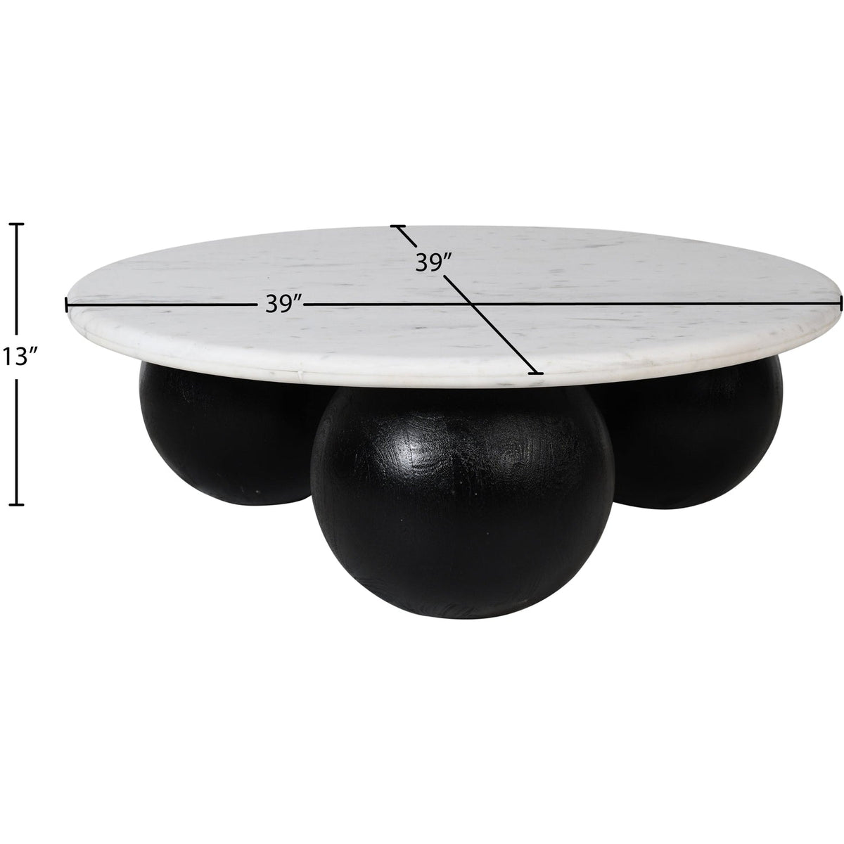 Treviso White Genuine Marble Top And Mango Wood Base Coffee Table