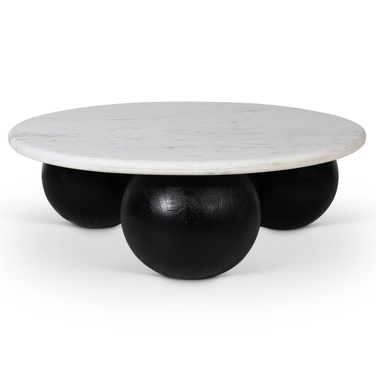 Treviso White Genuine Marble Top And Mango Wood Base Coffee Table in white genuine marble, black finish, primary product view