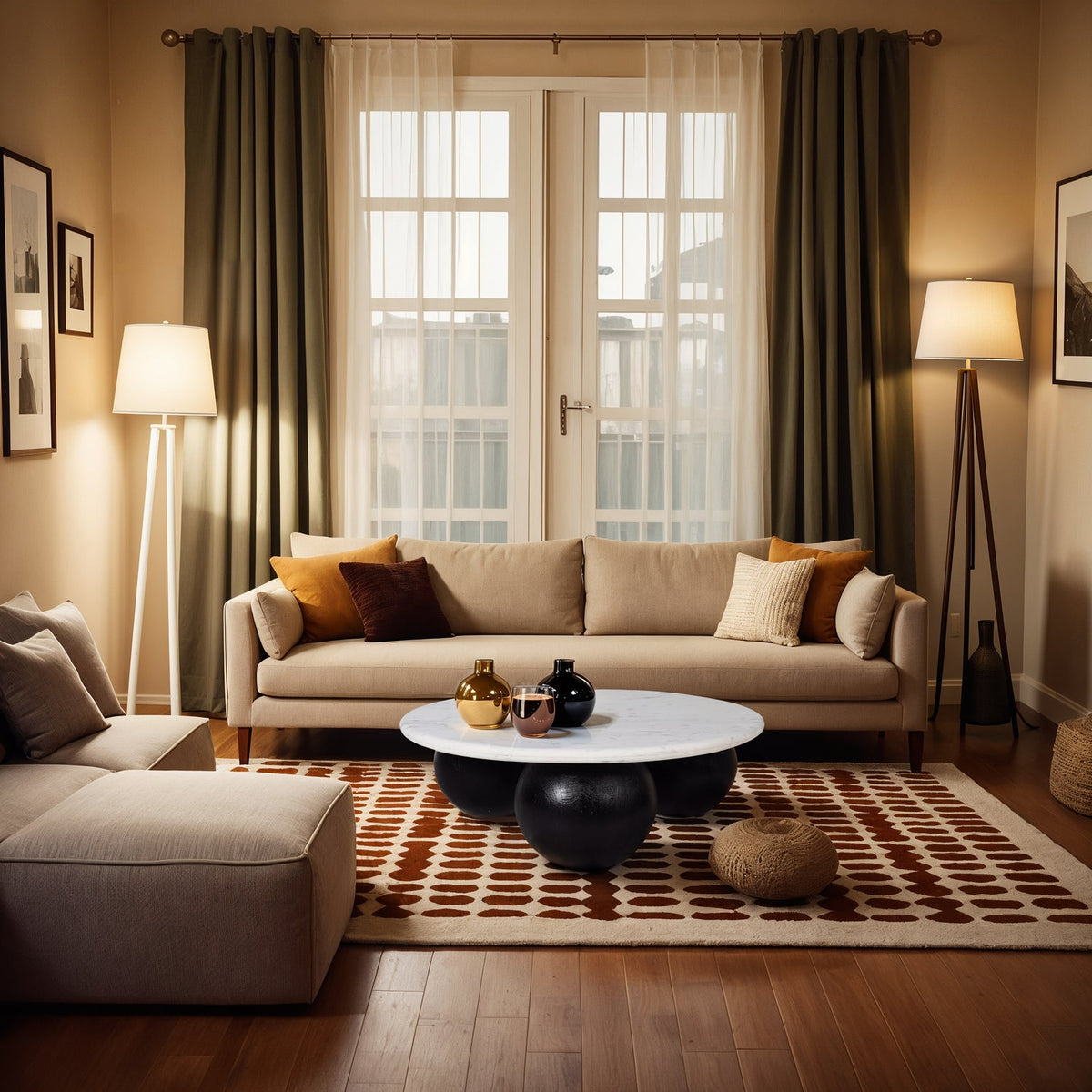 Treviso White Genuine Marble Top And Mango Wood Base Coffee Table