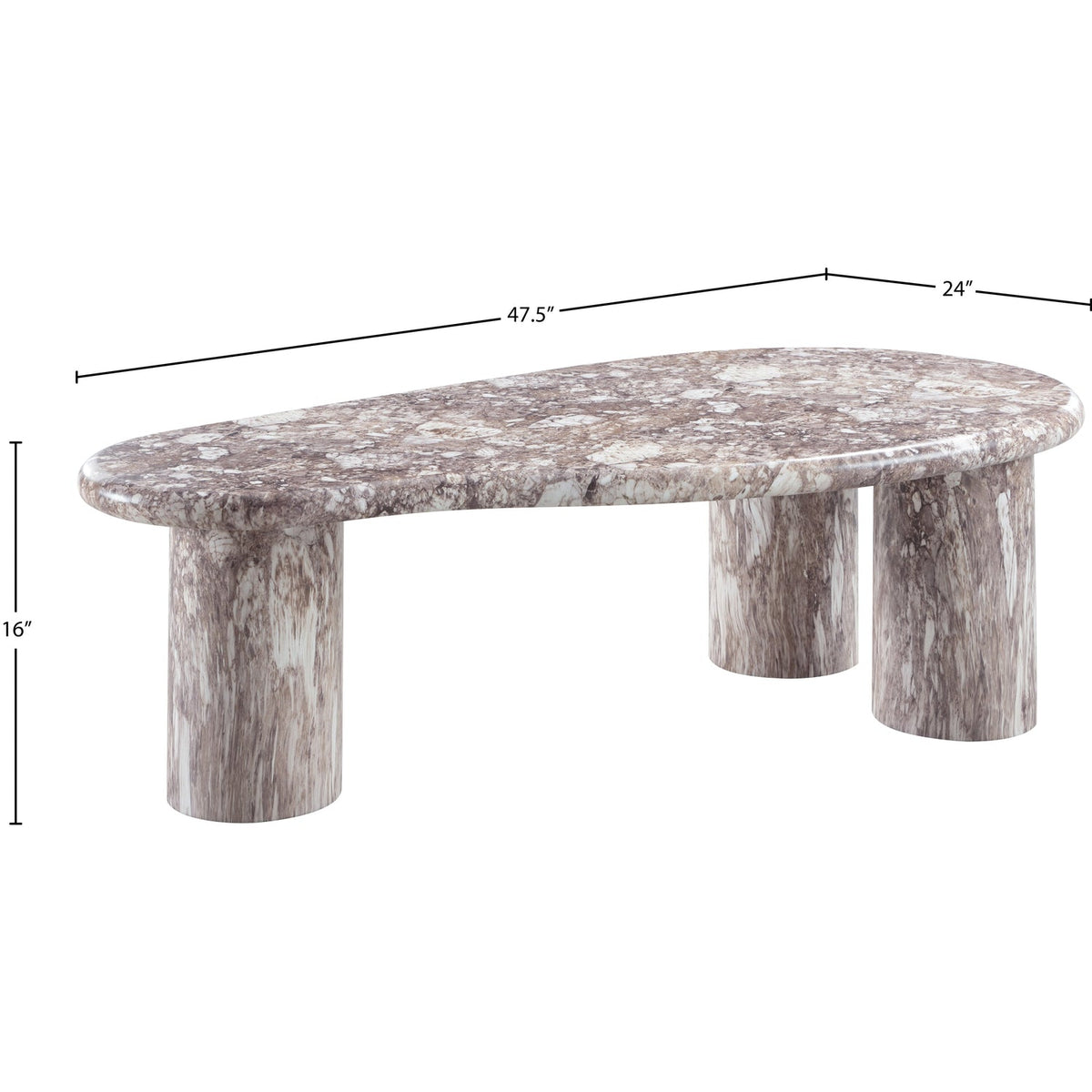 Sassari Brown Marble Finish Concrete Indoor/Outdoor Coffee Table