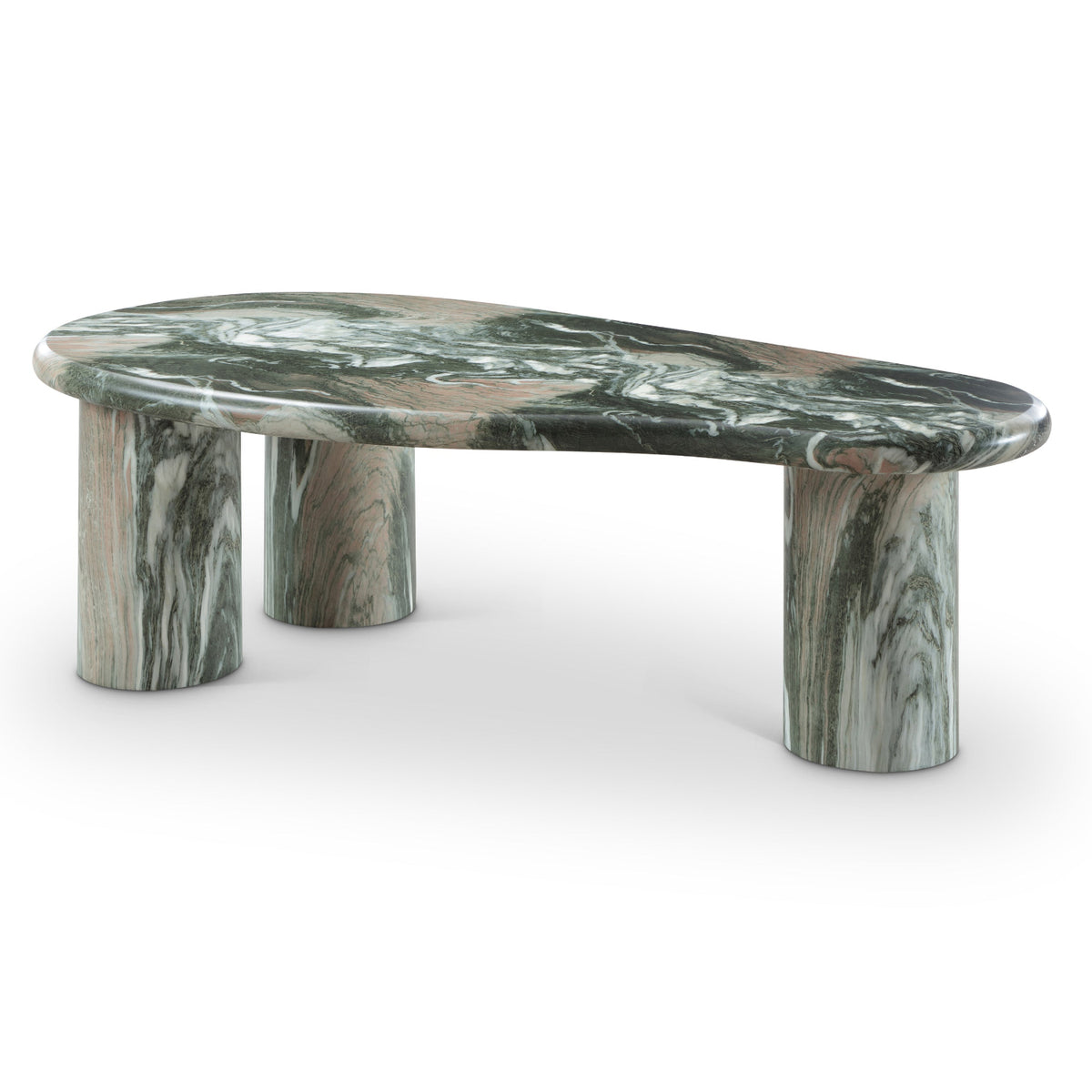 Sassari Green Marble Finish Concrete Indoor / Outdoor Coffee Table in green marble finish, primary view