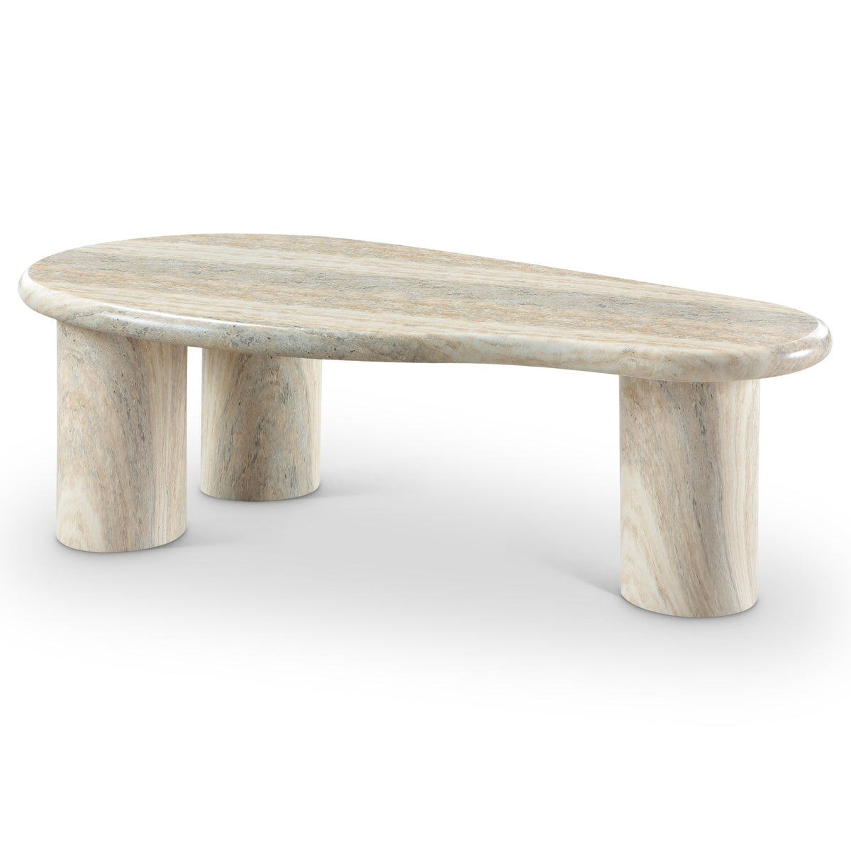 Sassari Natural Travertine Finish Concrete Indoor / Outdoor Coffee Table in travertine finish, primary view