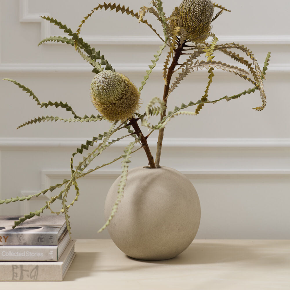 Ovo Vase detail of its tan finish