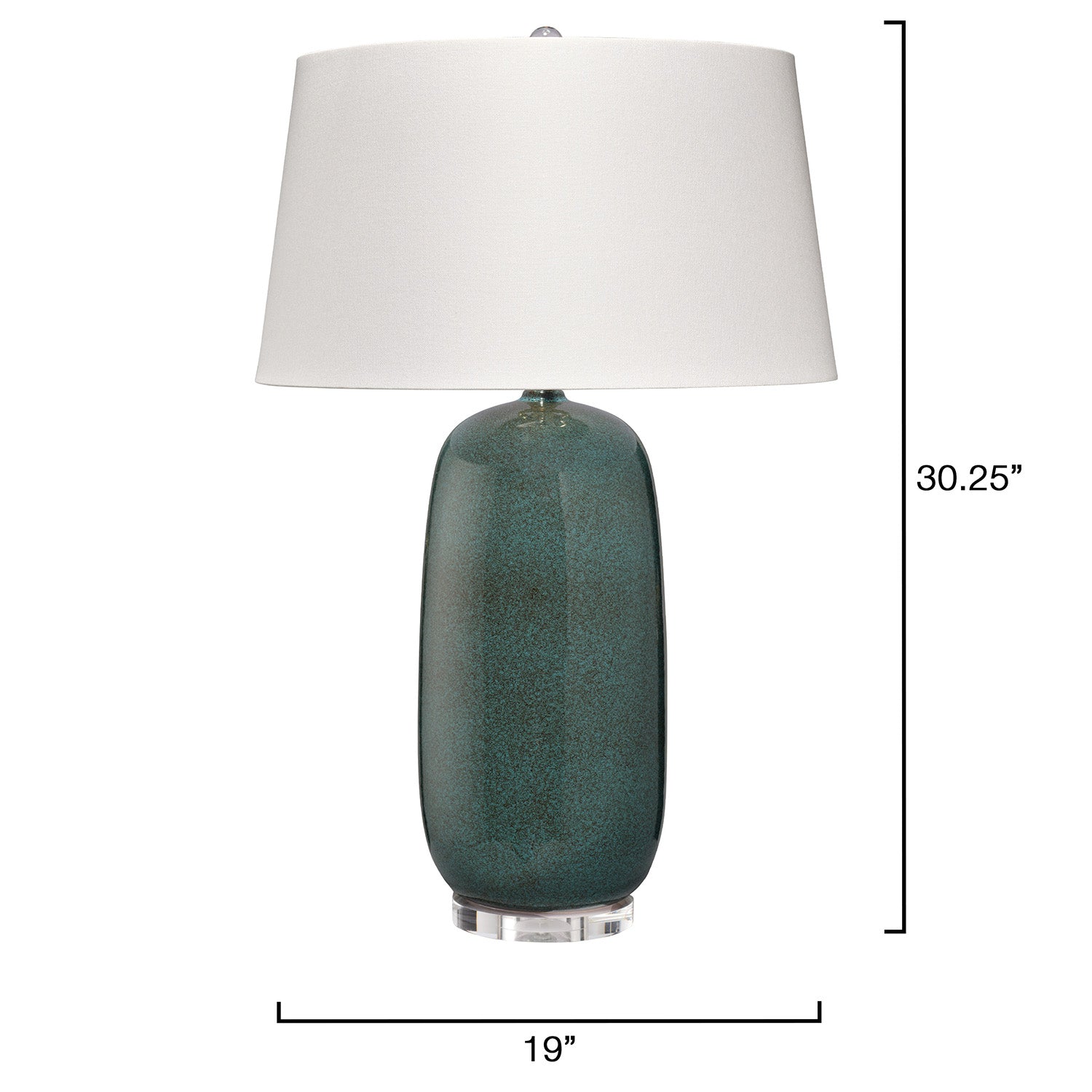 Jamie Young Balsam Teal Table Lamp – styled in a room setting