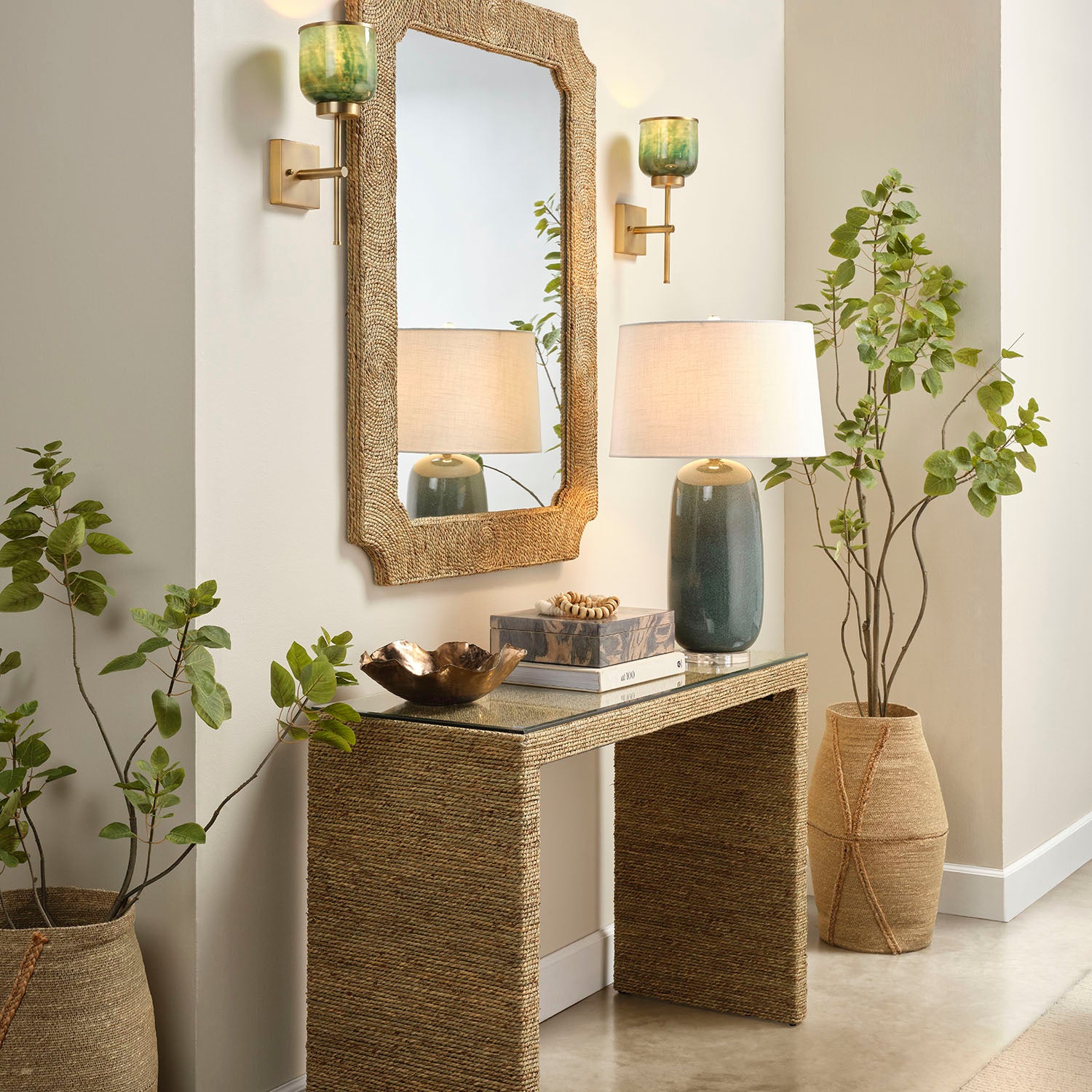Jamie Young Balsam Teal Table Lamp – finish and texture detail