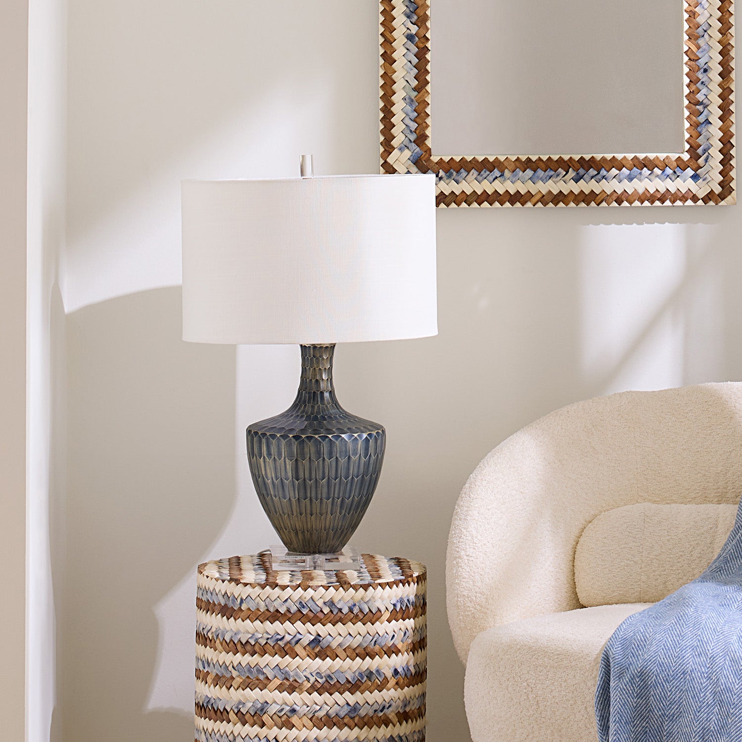 Jamie Young Boa Indigo Etched Glass Table Lamp