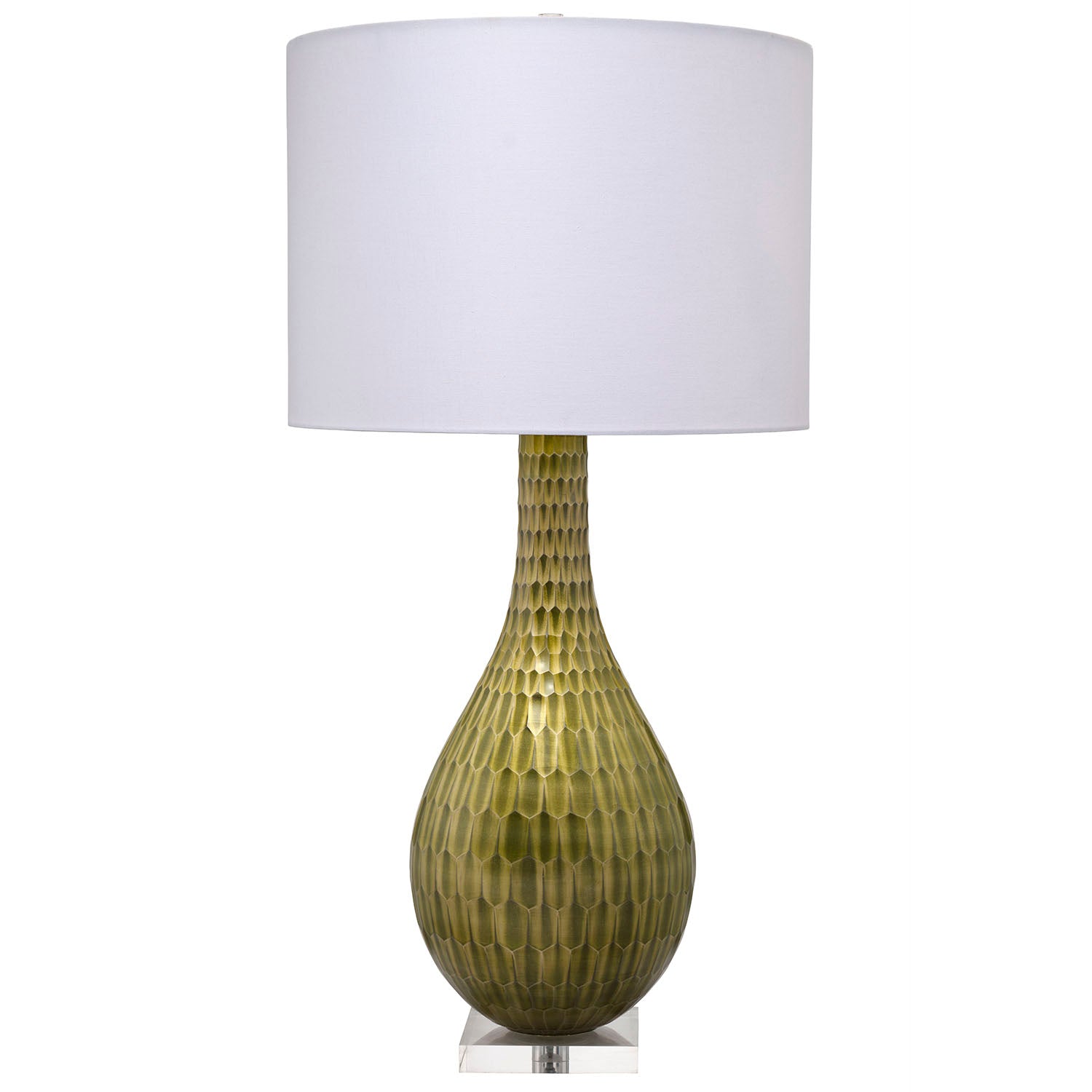 Jamie Young Serpentine Chartreuse Etched Glass Table Lamp