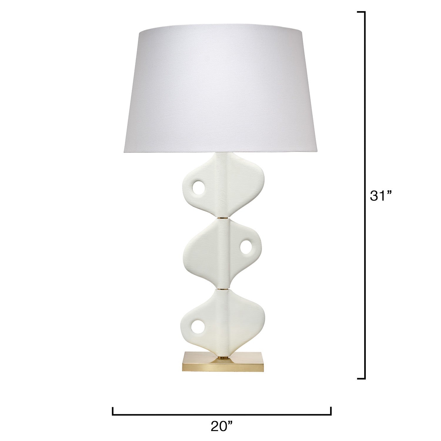 Jamie Young Vertebrae lamp, close-up of hand-applied white plaster detail
