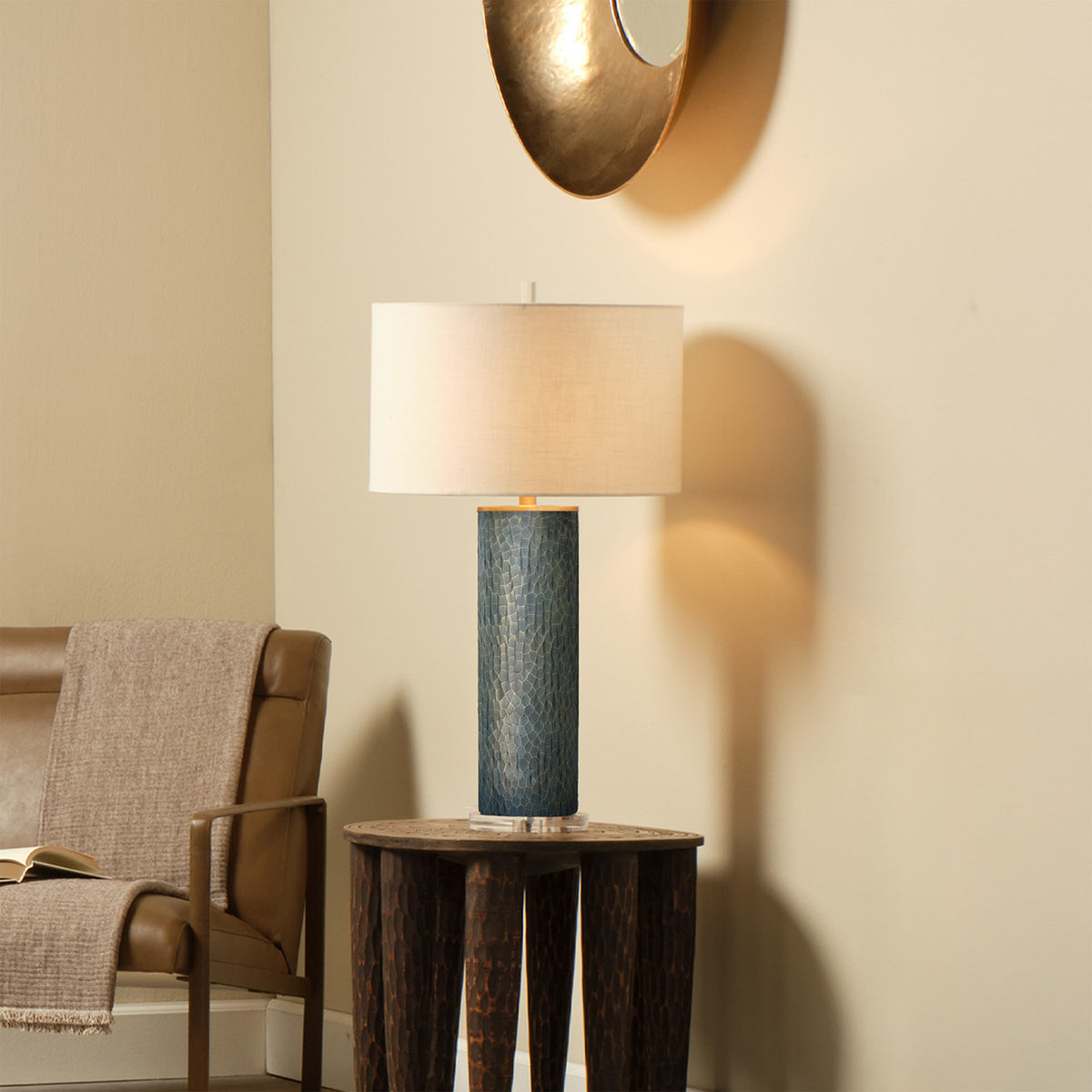 Jamie Young Viper Truffle Etched Glass Table Lamp