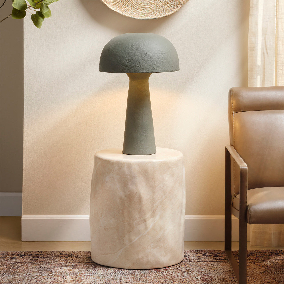 Jamie Young Papier Paper Mache Lichen Green Table Lamp