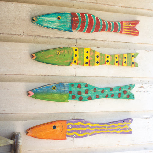 Wood Folk Fish Wall Accent Set of 4