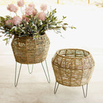 Seagrass Planter With Iron Stand Set of 2