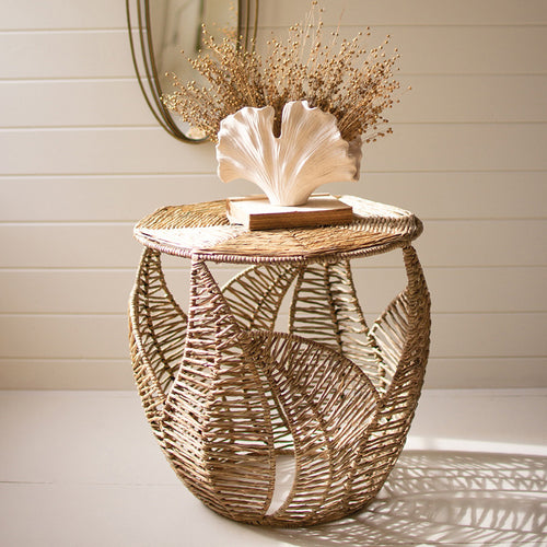 Fern Detail Seagrass Side Table