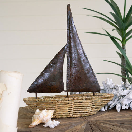 Seagrass Boat Tabletop Accent