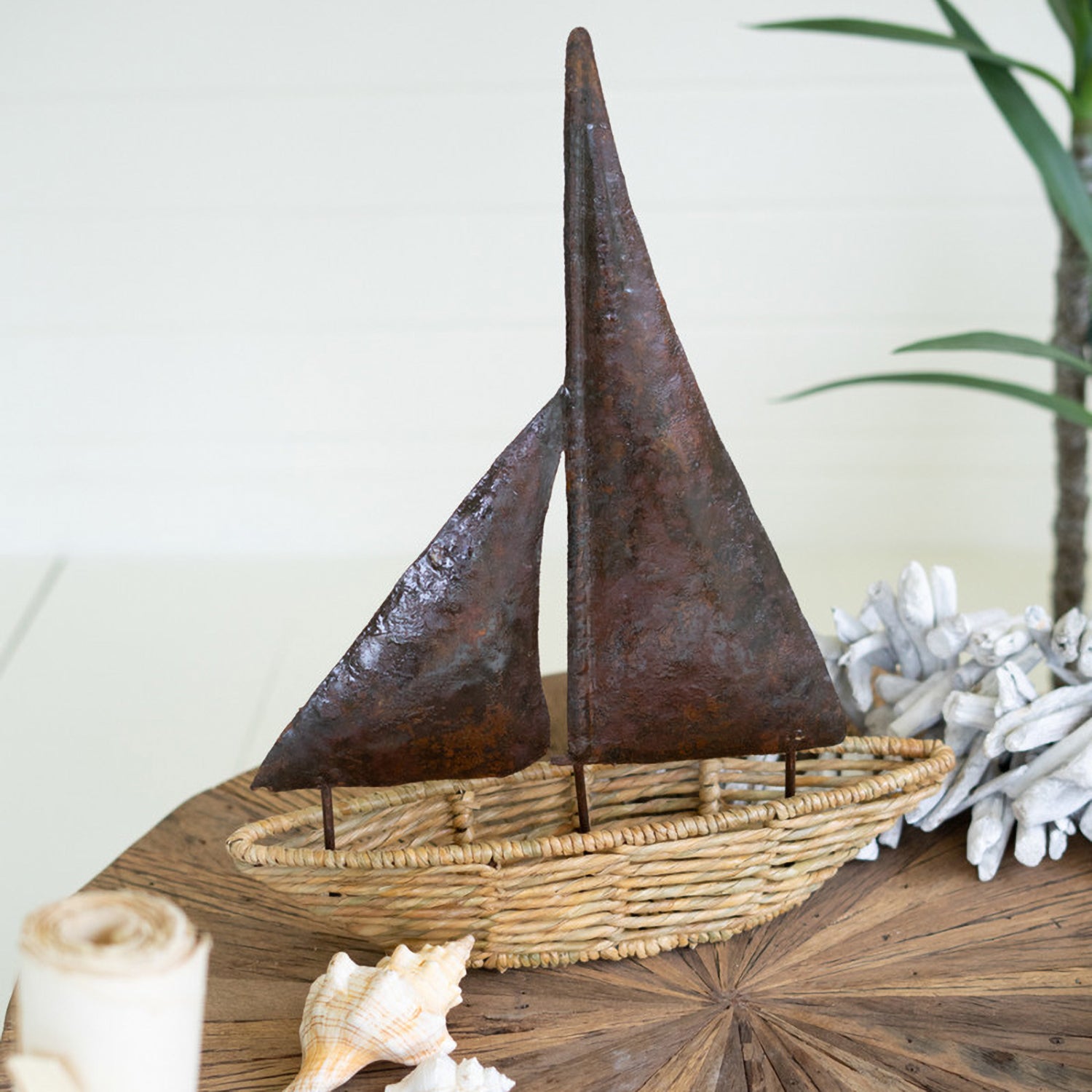 Seagrass Boat Tabletop Accent