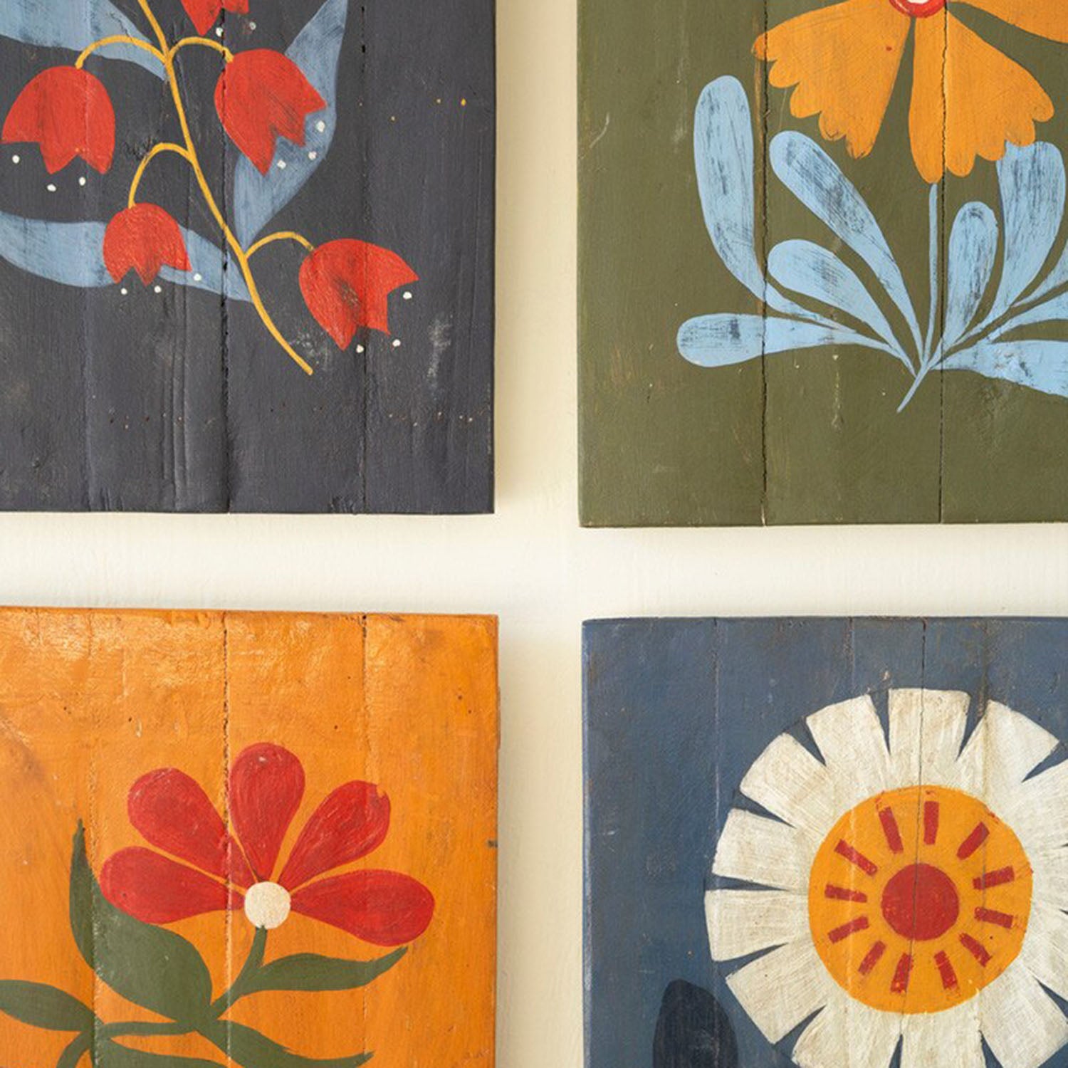 Hand-Painted Florals Set of 4