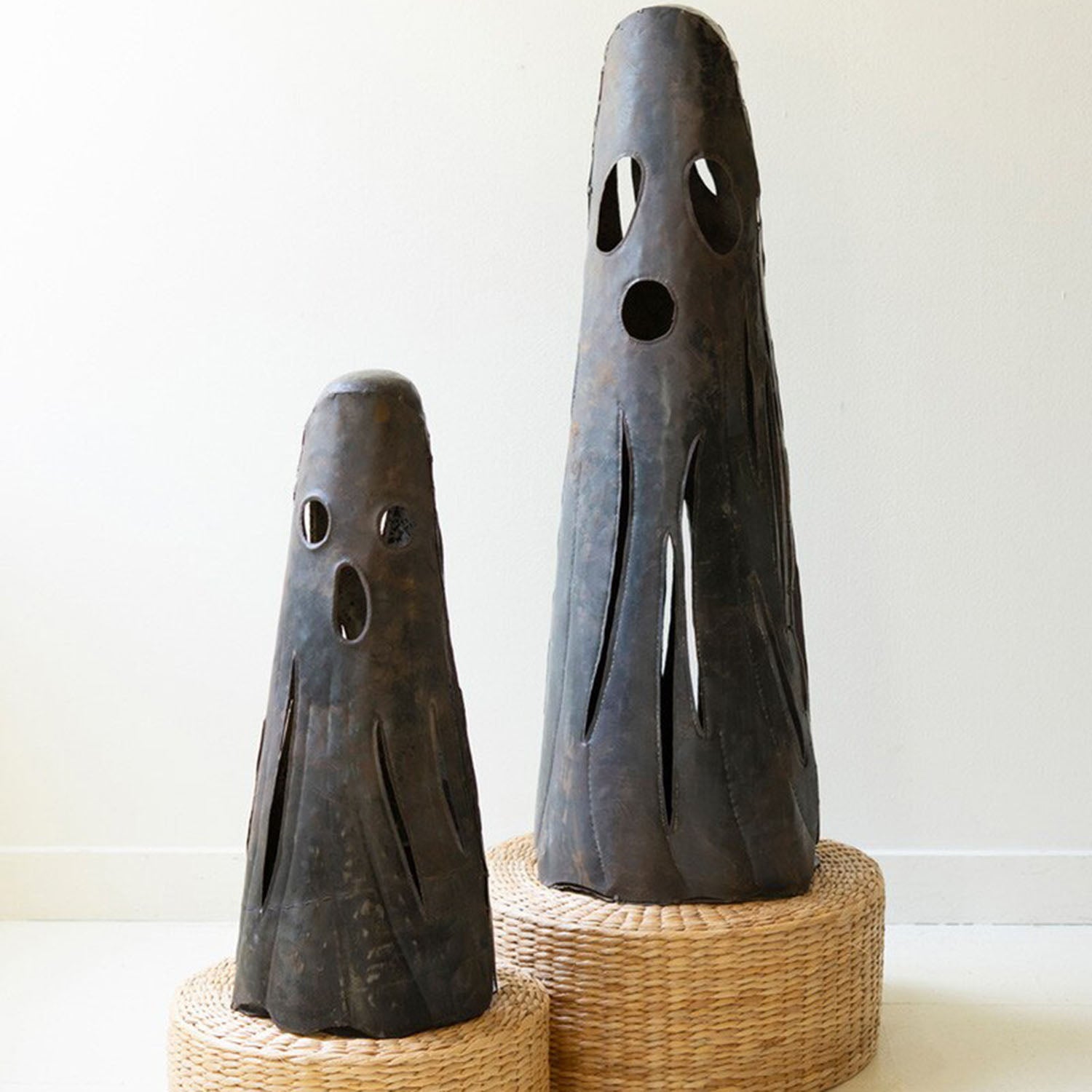 Rustic Iron Ghost Luminaries Set of 2