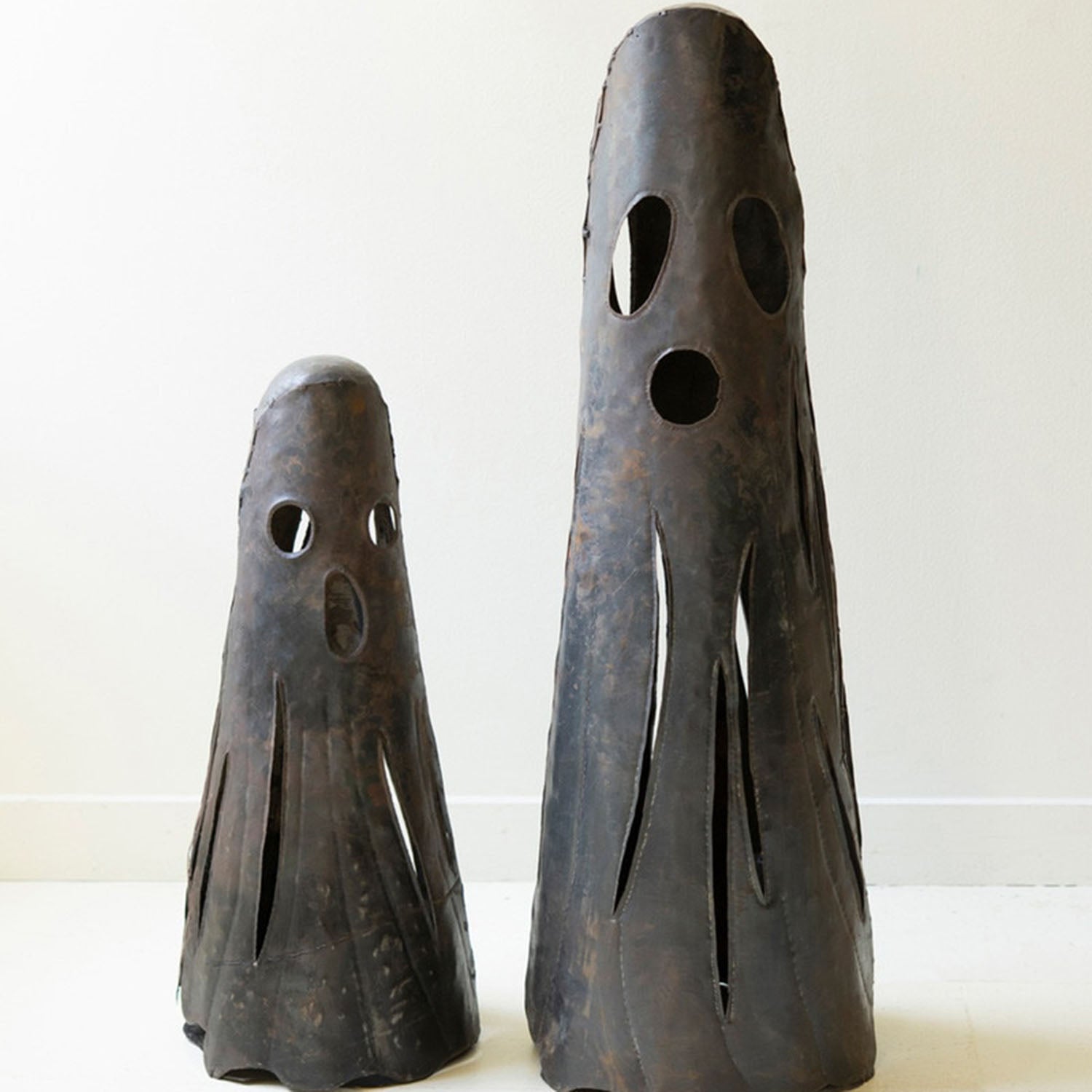 Rustic Iron Ghost Luminaries Set of 2
