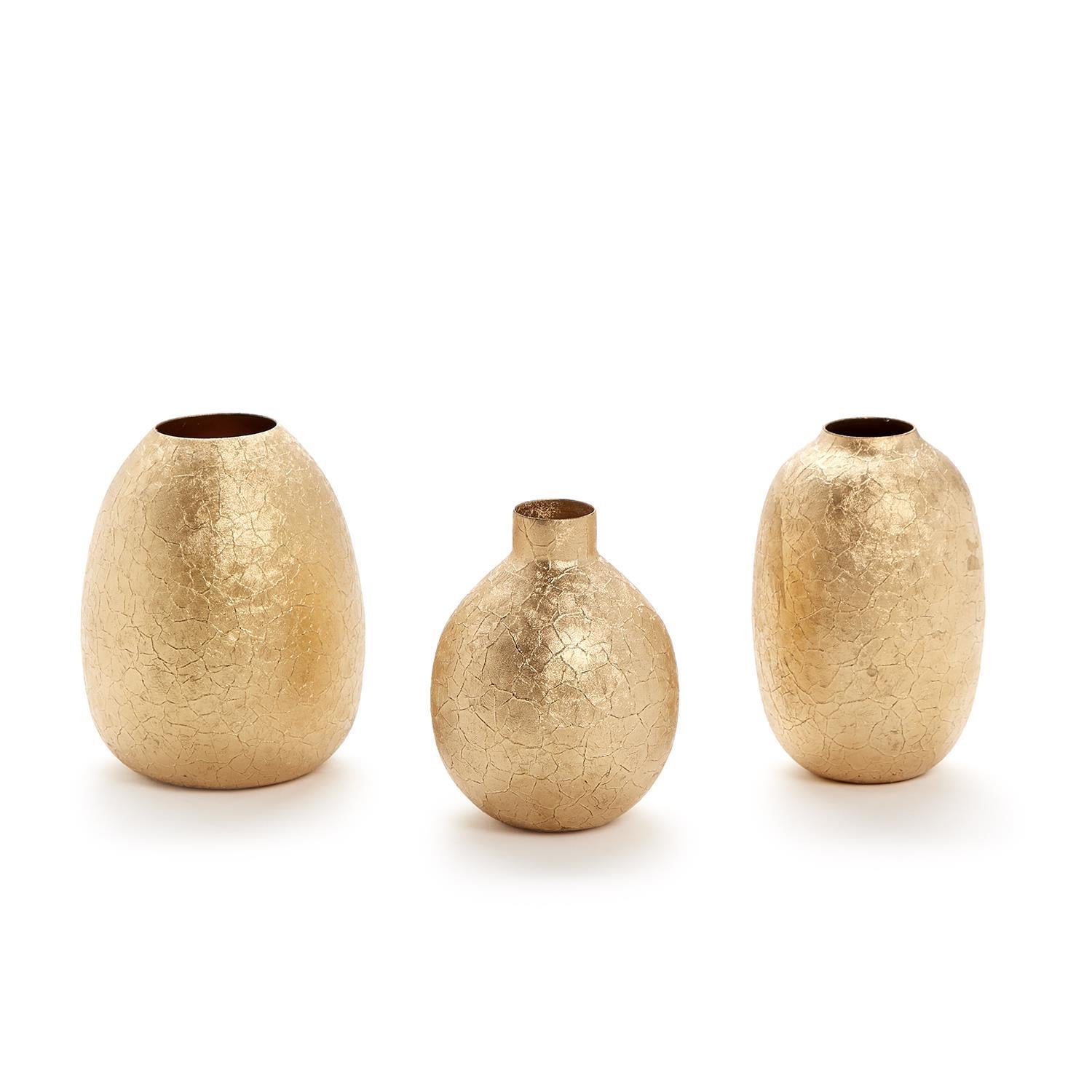 Golden Texture Vase Set of 3