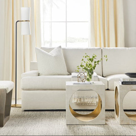 Vanguard Furniture Marcelle Platinum Leaf with Silver Leaf Striping Bunching Cocktail Table