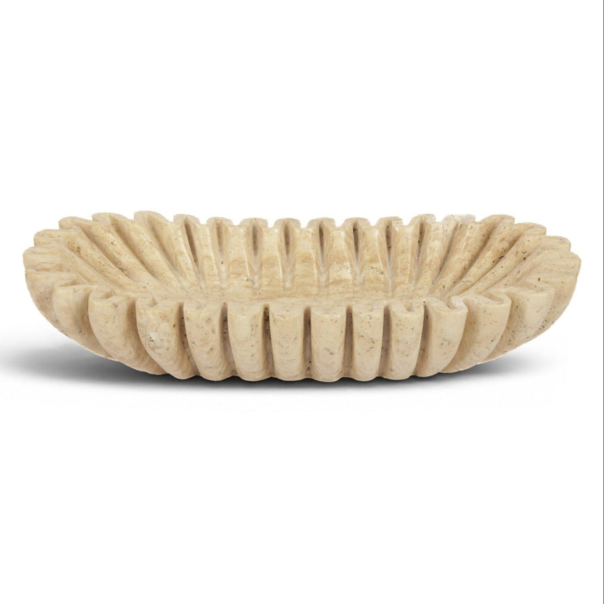 Valenza Travertine Travertine Decorative Bowl in beige travertine stone, primary product view