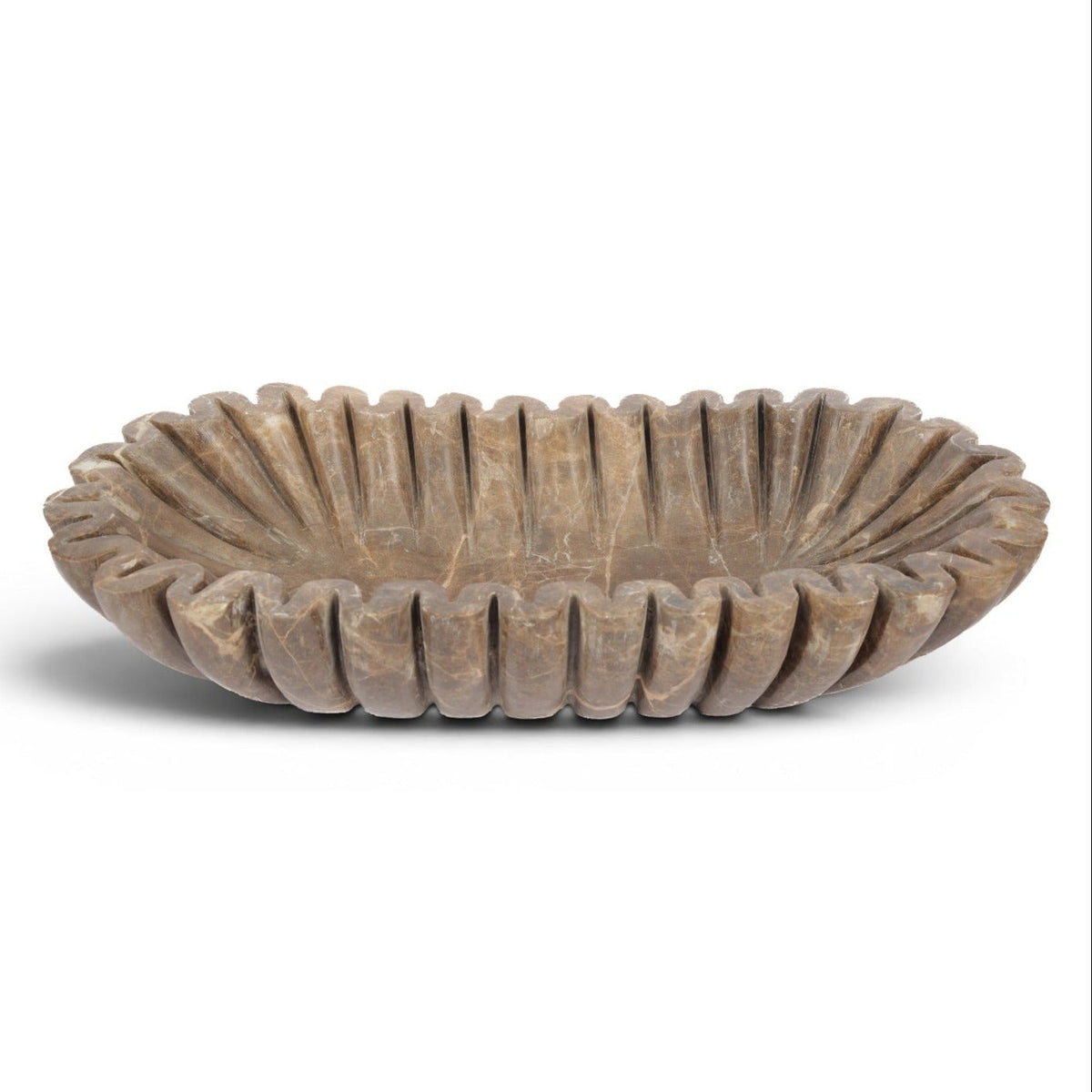 Valenza Brown Genuine Marble Decorative Bowl in brown emperador marble, primary product view