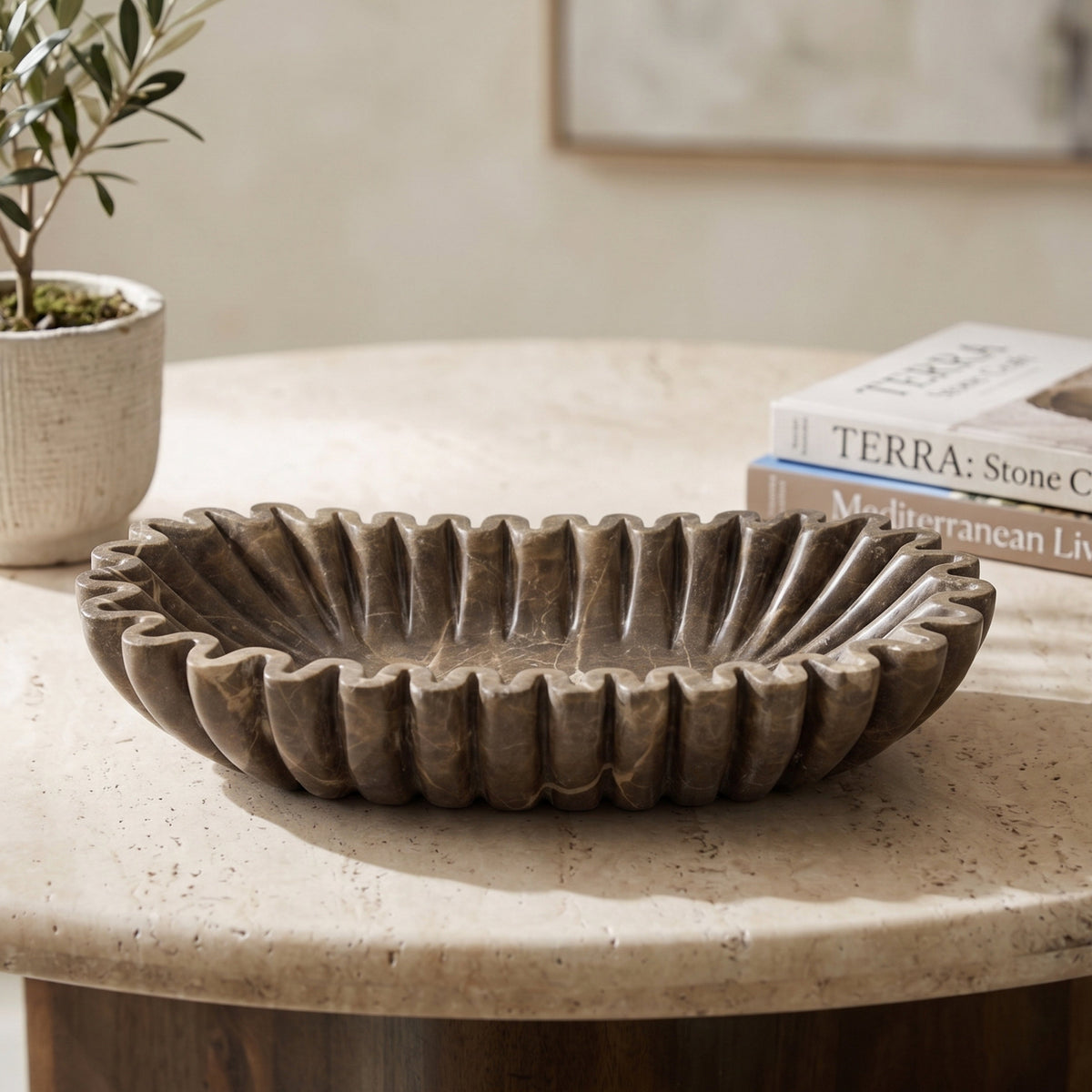 Valenza Brown Genuine Marble Decorative Bowl
