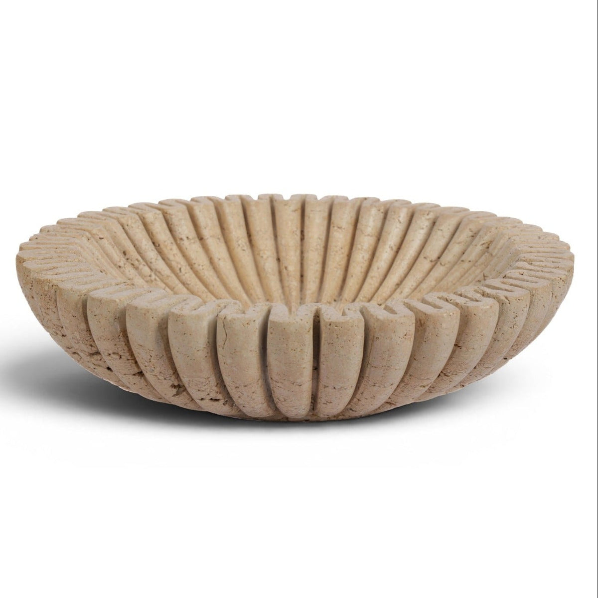 Valenza Travertine Travertine Decorative Bowl in beige travertine stone, primary product view