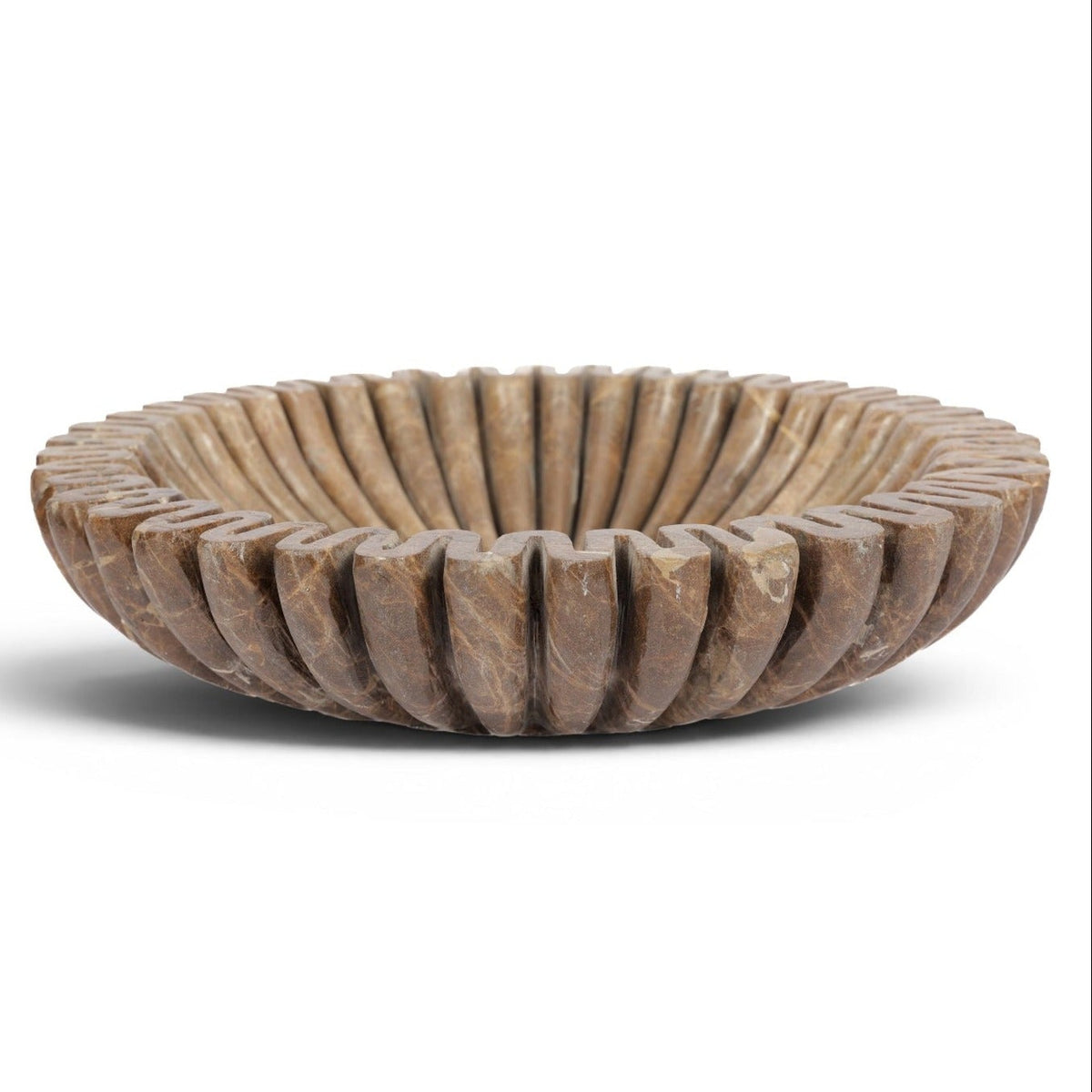 Valenza Brown Genuine Marble Decorative Bowl in brown emperador marble, primary product view