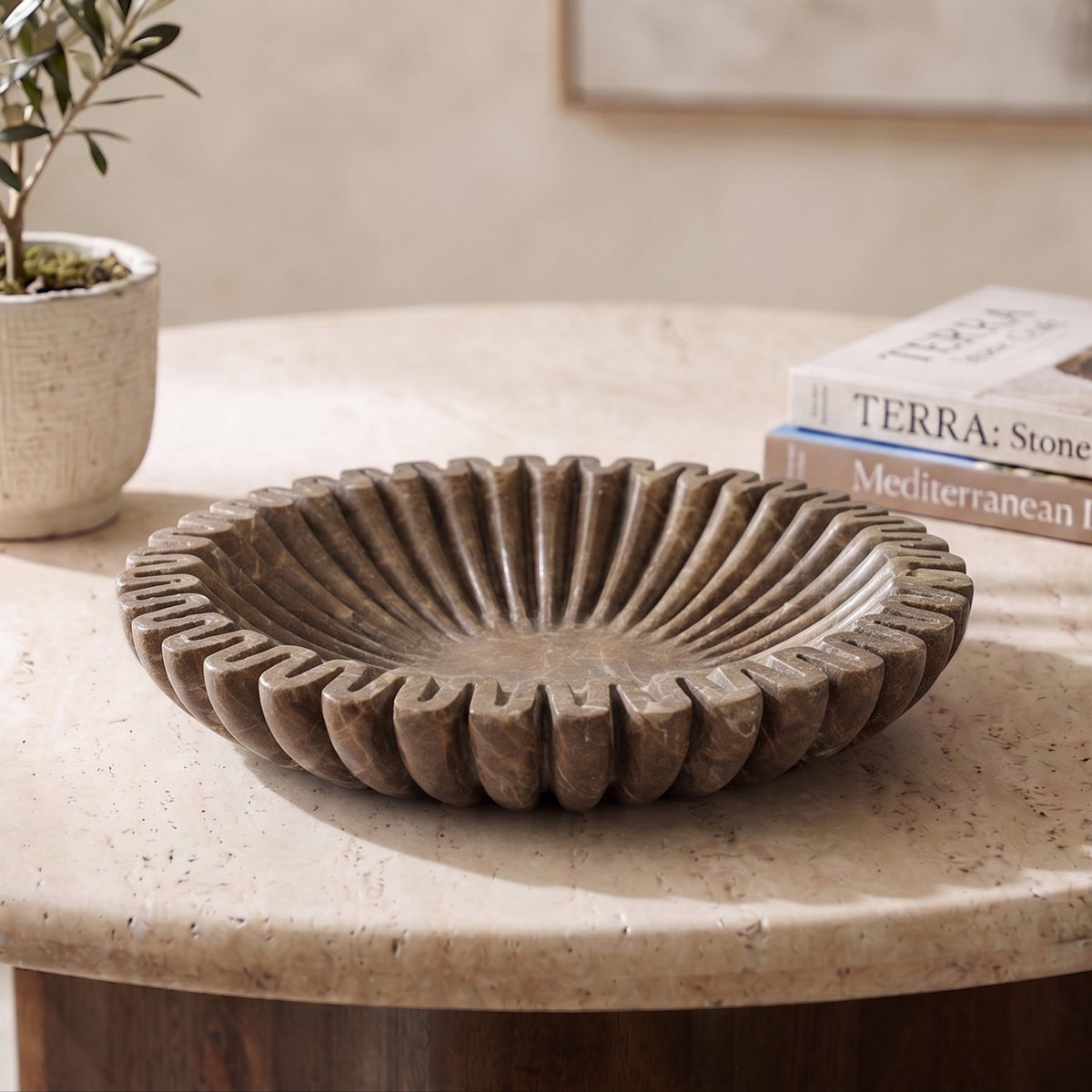 Valenza Brown Genuine Marble Decorative Bowl