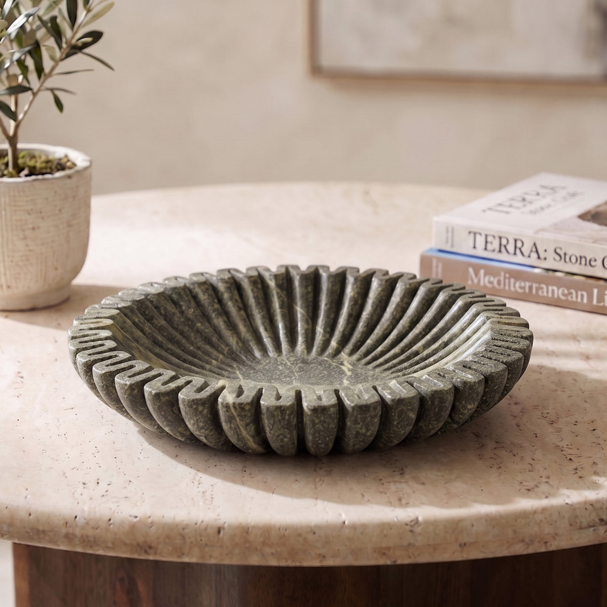 Valenza Green Genuine Marble Decorative Bowl
