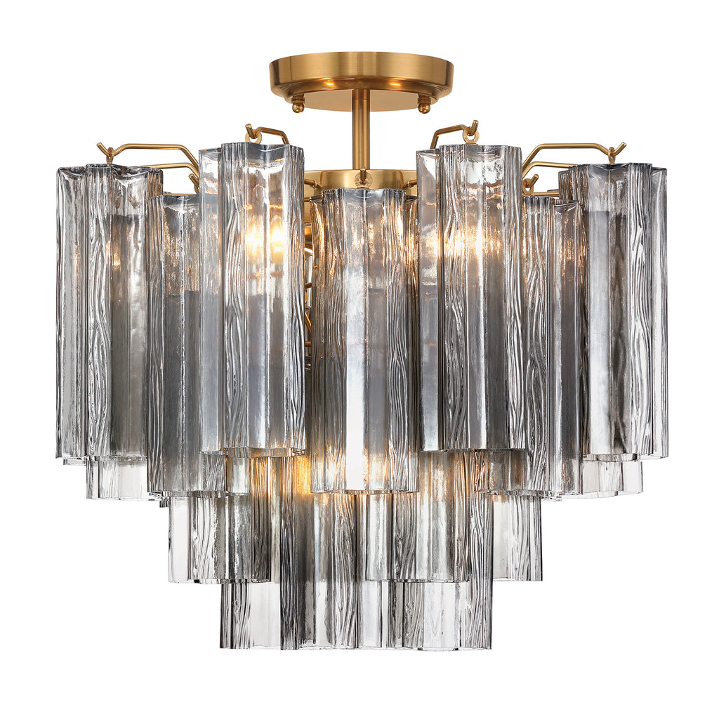 Crystorama Addis 4 Light Aged Brass Semi Flush Mount